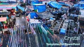  Presentation with laundromat - Slide set enhanced with view-of-dhobi-ghat-mahalaxmi background and a ocean colored foreground