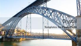  Presentation with bridge - Audience pleasing slide set consisting of view of dom luis i bridge at porto portugal backdrop and a light blue colored foreground