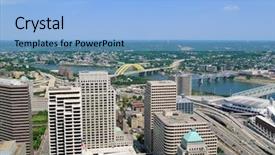  Presentation with cincinnati - Beautiful PPT theme featuring view of downtown cincinnati backdrop and a  colored foreground