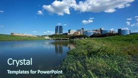  Presentation with fort - Colorful theme enhanced with view of downtown fort worth backdrop and a ocean colored foreground