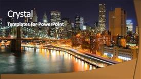  Presentation with brooklyn bridge - PPT theme having view of downtown new york city and brooklyn bridge background and a wine colored foreground