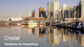  Presentation with vancouver - PPT theme consisting of view of downtown vancouver canada background and a coral colored foreground