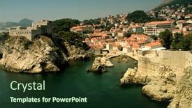  Presentation with dubrovnik - Slide set enhanced with view of dubrovnik in the coast of croatia background and a tawny brown colored foreground