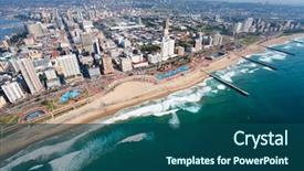  Presentation with south africa - Theme featuring view of durban south africa background and a ocean colored foreground