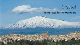  Presentation with volcano - Presentation having sicily on background the volcano background and a light blue colored foreground