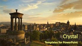  Presentation with hill - Beautiful PPT theme featuring view of edinburgh city backdrop and a tawny brown colored foreground