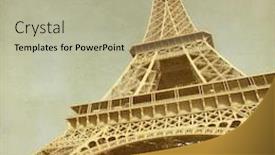  Presentation with eiffel tower - Presentation design featuring view of eiffel tower old style photo background and a mint green colored foreground