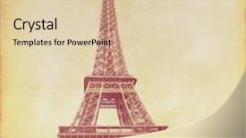  Presentation with eiffel tower - PPT theme with view of eiffel tower in paris old style photo background and a lemonade colored foreground