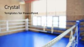  Presentation with boxing ring - Cool new presentation theme with class battle - blurred view of empty boxing backdrop and a soft green colored foreground