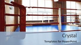  Presentation with boxing ring - Slides with class battle - view of empty boxing ring background and a light blue colored foreground