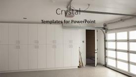  Presentation with storage - Amazing presentation theme having view of empty industrial unit with storage cabinets backdrop and a light gray colored foreground