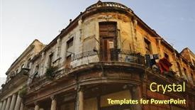  Presentation with cuba - PPT theme featuring view of eroded building facade in old havana cuba background and a tawny brown colored foreground