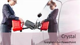  Presentation with low angle view of volleyball - Cool new slide deck with view of executive with canister backdrop and a soft green colored foreground