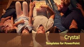  Presentation with movie - Beautiful PPT layouts featuring view of family enjoying movie backdrop and a tawny brown colored foreground