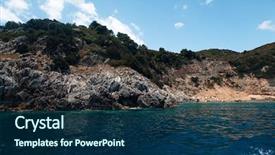  Presentation with greece blue - Colorful slide set enhanced with view of famous blue caves backdrop and a navy blue colored foreground