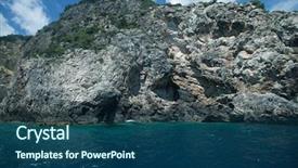  Presentation with greece blue - Audience pleasing PPT theme consisting of view of famous blue caves backdrop and a ocean colored foreground