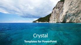  Presentation with greece blue - Slide set having view of famous blue caves background and a ocean colored foreground