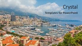  Presentation with hercules - PPT theme featuring view of famous hercules port background and a light blue colored foreground