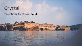  Presentation with udaipur - Audience pleasing PPT theme consisting of view-of-famous-romantic-luxury backdrop and a light blue colored foreground