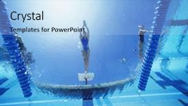  Presentation with swimming pool - Audience pleasing PPT layouts consisting of view of female swimmer diving backdrop and a light blue colored foreground