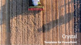  Presentation with city of chicago aerial view - Amazing slide deck having view of fields in bulgaria backdrop and a coral colored foreground