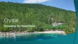  Presentation with beach - PPT layouts with view-of-foki-beach-kefalonia background and a tawny brown colored foreground