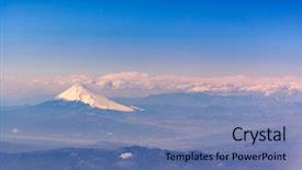  Presentation with mountain view - Amazing PPT layouts having view of fuji san mountain backdrop and a seafoam green colored foreground