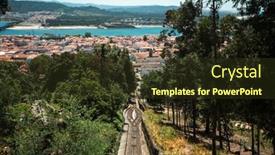  Presentation with mountain view - Presentation theme consisting of view-of-funicular background and a tawny brown colored foreground