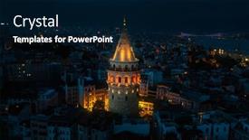  Presentation with istanbul - Presentation design consisting of view-of-galata-tower background and a navy blue colored foreground