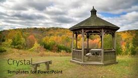  Presentation with fall foliage - Slides with view-of-gazebo-with-picnic background and a gold colored foreground