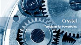  Presentation with mechanism - Presentation theme featuring view of gears from old mechanism background and a teal colored foreground