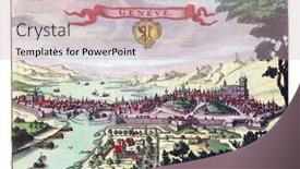  Presentation with engraving - Amazing presentation theme having view-of-geneva-vintage-engraving backdrop and a soft green colored foreground