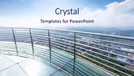  Presentation with sunny sky - PPT theme with view of glass pedestrians bridge background and a sky blue colored foreground