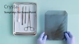 Presentation with medical instruments - PPT layouts with view-of-gloved-hands background and a light blue colored foreground