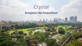  Presentation with manila - Audience pleasing presentation design consisting of view-of-golf-course backdrop and a sky blue colored foreground