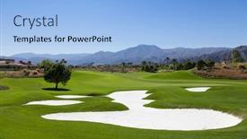  Presentation with award golf - PPT theme having view-of-golf-course background and a light blue colored foreground