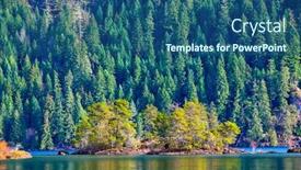  Presentation with fall lake - Presentation theme with view of gordon bay in cowichan lake during the fall taken on vancouver island canada background and a ocean colored foreground