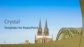  Presentation with gothic cathedral - Beautiful presentation featuring view-of-gothic-cathedral backdrop and a light blue colored foreground