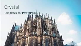  Presentation with gothic cathedral - Presentation consisting of view-of-gothic-cathedral background and a sky blue colored foreground