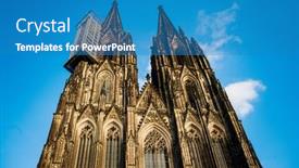  Presentation with gothic cathedral - Audience pleasing presentation design consisting of view-of-gothic-cathedral backdrop and a teal colored foreground