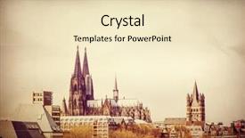  Presentation with cologne - Slide set with view of gothic cathedral in cologne germany background and a lemonade colored foreground