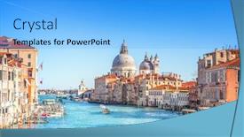 Presentation with venice - Beautiful PPT layouts featuring view-of-grand-canal backdrop and a light blue colored foreground
