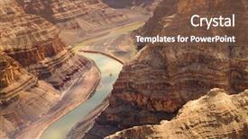  Presentation with nature river - Presentation theme having view of grand canyon cliff background and a tawny brown colored foreground
