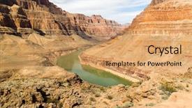  Presentation with nature river - Audience pleasing slide deck consisting of view of grand canyon cliff backdrop and a coral colored foreground
