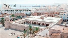  Presentation with view of al aqsa mosque - Beautiful slide set featuring view-of-great-mosque backdrop and a sky blue colored foreground