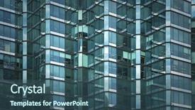  Presentation with green building - Colorful presentation theme enhanced with view of green window backdrop and a ocean colored foreground