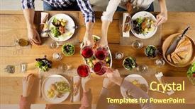  Presentation with toasting - Slides with view of group of friends background and a red colored foreground