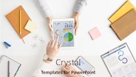  Presentation with financial circle - PPT theme featuring view-of-hands-of-two background and a lemonade colored foreground