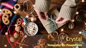  Presentation with christmas food - Presentation design consisting of craft - view of hands of young background and a tawny brown colored foreground