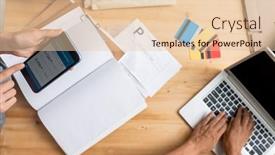  Presentation with managers - Colorful presentation design enhanced with view-of-hands-of-young backdrop and a lemonade colored foreground